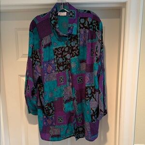 Multicolor Patchwork Button Down Shirt